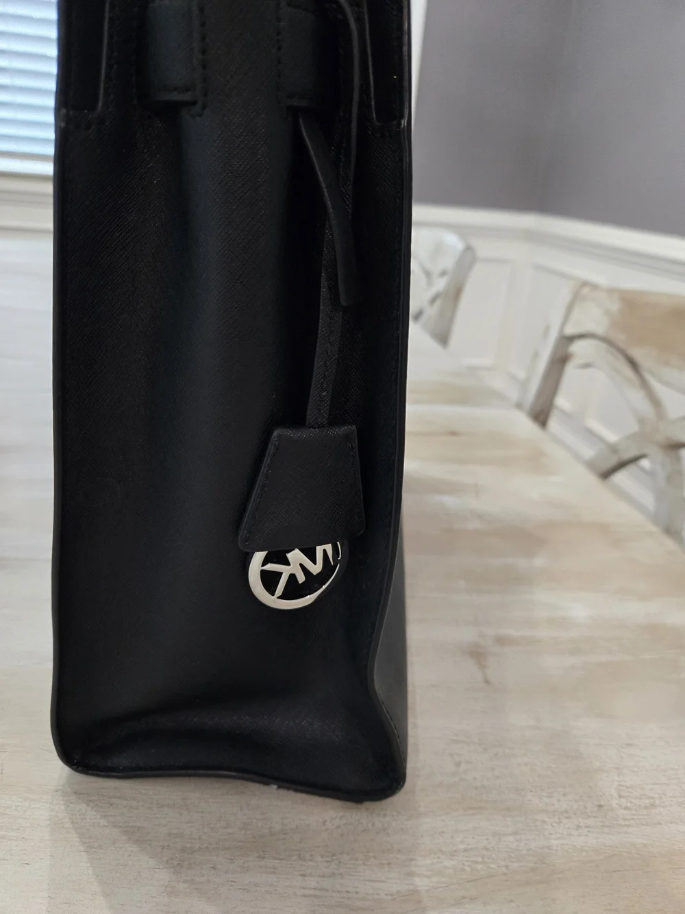 Michael Kors Black Saffiano Tote with Gold Logo